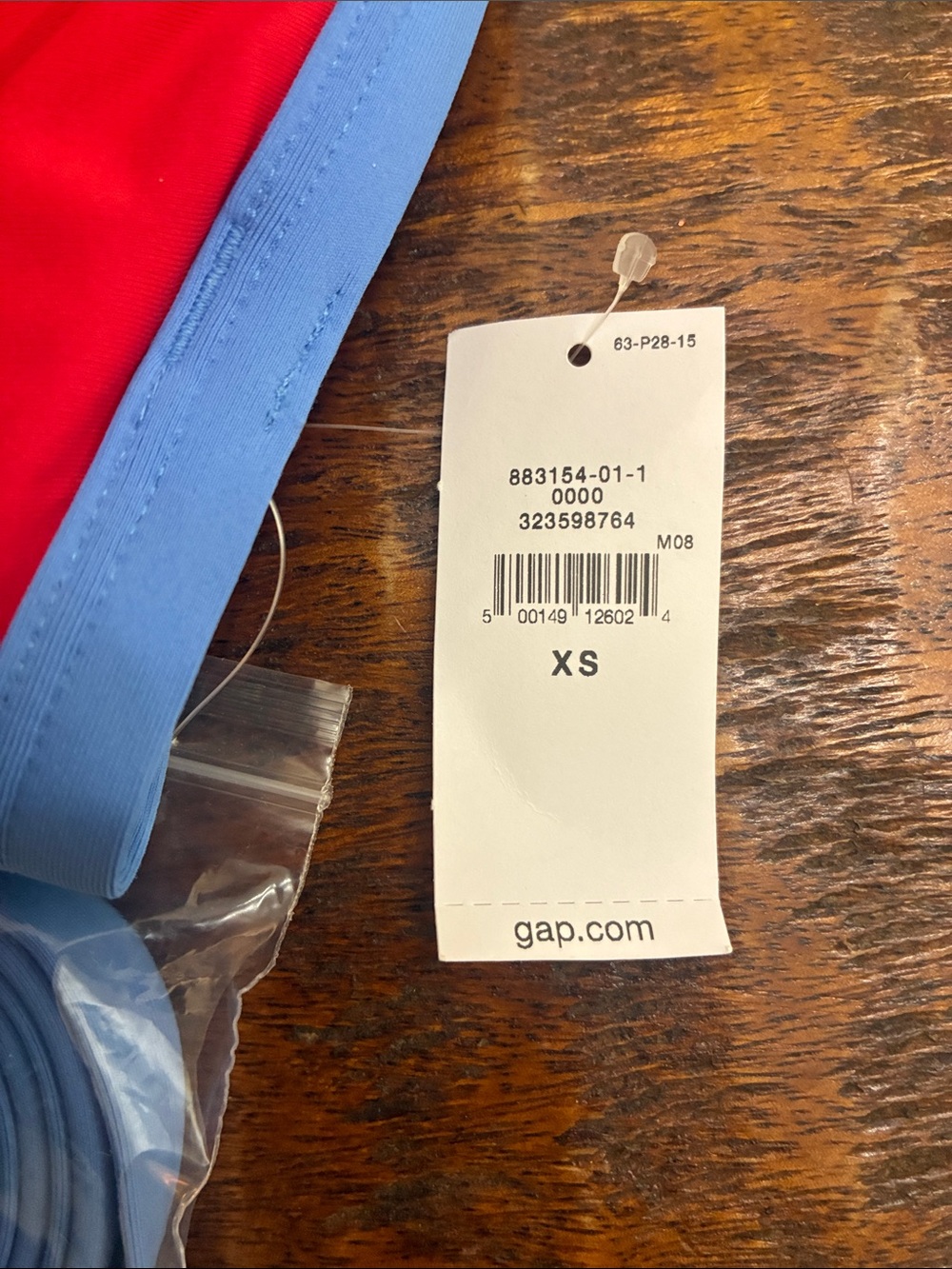 GAP Red Bandeau Bikini Top with Blue Trim - Picture 2 of 5